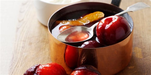 Classic poached plums with port recipe