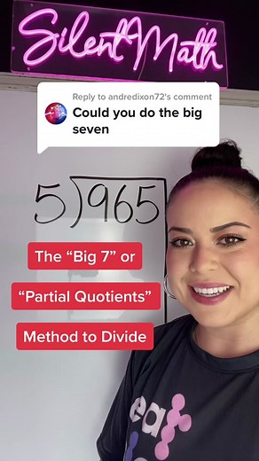 Replying to @andredixon72 the “Big 7” or “Partial Quotients” method is another great way to divide! #longdivision #big7 #partialquotient #division #dividing #divisor #mathtutor #mathlesson #math #maths #steM #silentmath