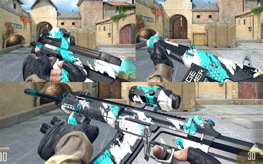 CFHD：S9赛季枪王战令奖励-六角伪装系列皮肤 QBZ191 | AA12 | P90