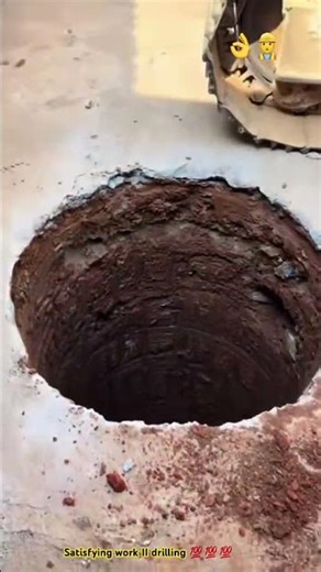 Powerful bucket excavator drilling hard ground pile foundation