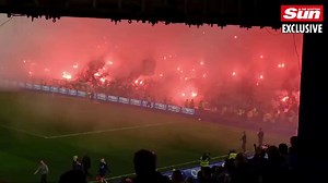 Rangers fans engulf the away end of St Andrews in bright red smoke as they let off pyro during their pre-season clash against Birmingham City 🎥 | Scottish Sun Sport