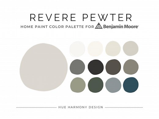 Revere Pewter Benjamin Moore Whole House Paint Color Palette Revere Pewter Coordinating Colors 2025 Warm Neutral Greige Paint Color Scheme - Etsy