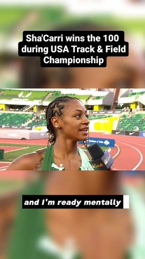 14K views · 322 reactions | Sha’Carri Richardson gives an inspirational speech after winning in the women’s 100 at the USA Track and Field championships, running a 10.82! Video Credit  (@nbcolympics) #shacarririchardson #track #usatf #news #blackmedia #blackpress | Michigan Chronicle | Facebook