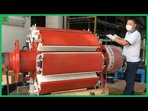 Hypnotic Manufacturing Process Of Electric Motor and Rotor Winding Machine. Engine Assembly Line