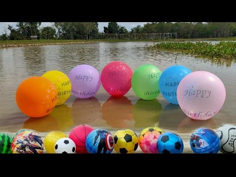 Wow !! Popping Ballons !! Meletuskan Balon Balon Besar Di Atas Air Persawahan, Balon Ulang Tahun