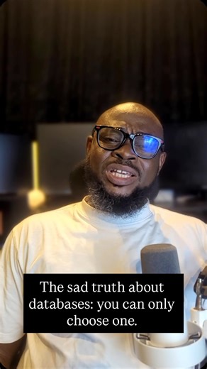 Sanmi Amos on Instagram: "The sad truth about databases: you can only choose one. #captheorem #databasedesign #softwareengineering #techinnigeria #systemdesign #distributedsystems #backenddevelopment #programminghumour #naijatech #codingexplained #whatsap #bankingsystem #techtok"