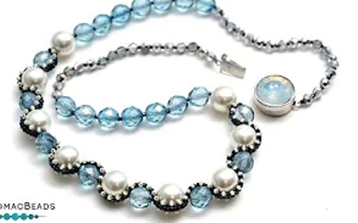 【串珠教程】冰蓝绸带项链-Potomac Beads