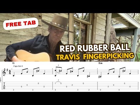 Red Rubber Ball - Paul Simon - Travis Fingerpicking - Free PDF