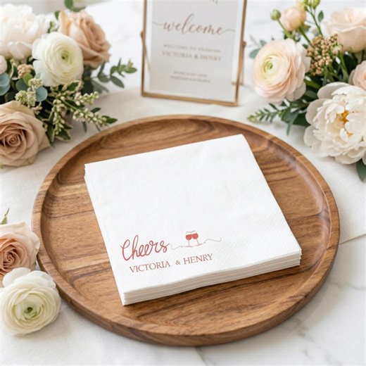 Custom Wedding Napkins With Monogram | Cocktail & Dinner Napkins for Engagements and Anniversaries - Etsy