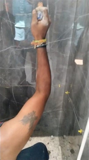 2x4 Black Glossy Wall Tiles Installation | Bathroom Tiles Working Process