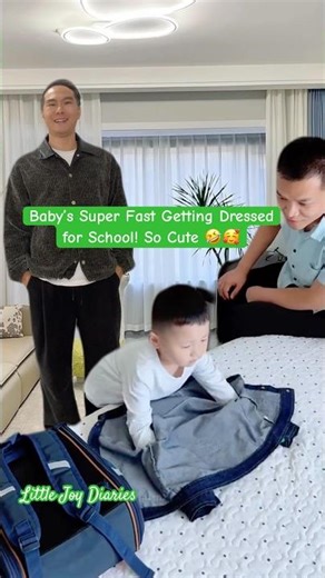 Baby’s Super Fast Getting Dressed for School! So Cute🤣🥰#shorts #cutebaby #funnybaby #funny #cute