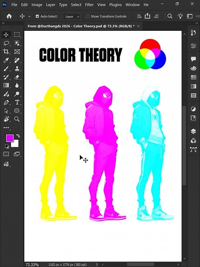 Photoshop 2026 - Tips for separating RGB colors and sharing working Color Theory #ducthangds #photoshoptutorial #photoshoptricks #photoshoptips #adobephotoshop