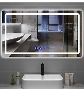 [Hot Item] China Supplier LED Bathroom Mirror with Touch Switch and Clock Wall Mounted Anti Fog Mirror LED Mirror