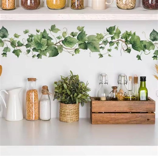 Fresh Leaf Wall Decals | Self Adhesive Removable Stickers for Living Room, Bedroom & Dorm Room - Etsy