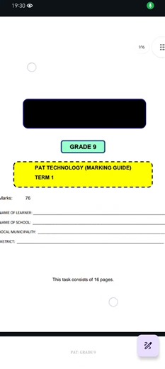 Grade 9 Technology PAT Term 1 Memorandum Overview