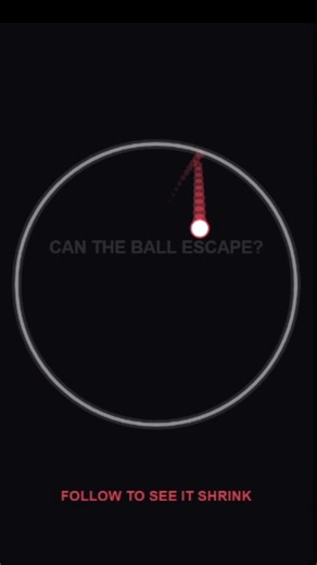 Kinatic on Instagram: "Experience a mesmerizing blend of physics and sound. This simulation features a high-energy ball trapped inside a perpetually shrinking ring. With every impact, the ring contracts, the pitch rises, and the tension builds—but thanks to perfectly tuned bounce energy, the momentum never fades. #CreativeCoding #p5js #Satisfying #PhysicsSimulation #ASMR #Meditative"