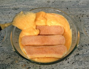 Delicious Lemon Pudding With Sponge Fingers and Cream