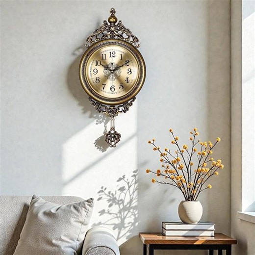 European Ornate Pendulum Wall Clock Silent Quartz Decorative Metal Clock for Living Room Bedroom Spring Summer Home Gift - Etsy Australia