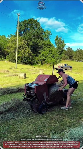 Hay Baler Machine Compressing 25kg During Agricultural Harvest Work