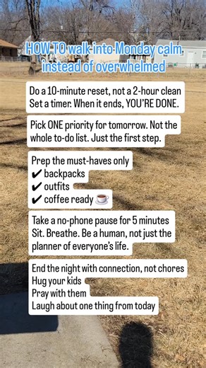 Melissa McFadden on Instagram: "📌 Save for reference 👀 follow for more, and 🔁 share so you can be the reason another parent sees this today ✨️ Because a peaceful parent on Monday morning is more powerful than a perfect Sunday night. 💖 REMEMBER Calm homes aren’t created by doing everything. They’re created by a parent who isn’t running on empty. #parenting #parentingtips #monday #calm #life"