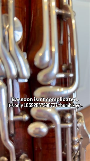 Liz Valvano on Instagram: "So easy a 🐒 could do it! Bassoon isn’t complicated, it’s only 1650166027692 thumb keys! #bassoon #bassoonist #bassoonplayer #bassoonlife #bassoonreeds #bassoonmemes #bassoonreedmaking #bassoonists #bassoons #musichumor #bandmemes #musicianhumor #musicmemes"