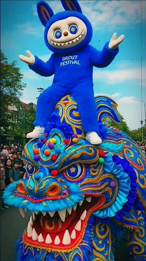 atraksi barongsai Badut Labubu, kuromi & Tung Tung Tung Sahur #shorts #labubu Video lucu viral fyp