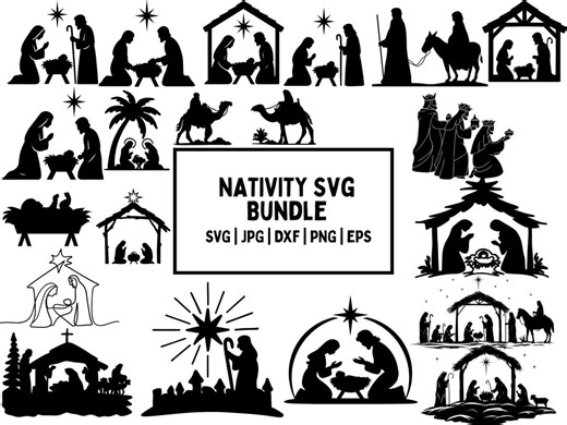 Nativity Scene SVG Laser Cut Files: Christmas Manger Silhouette (digital Download) - Etsy
