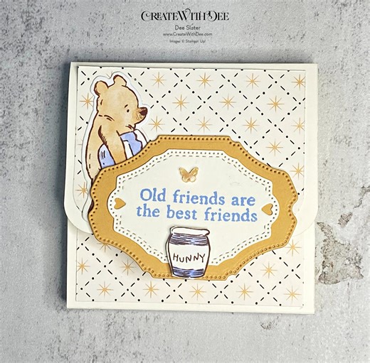 Silly Old Bear Post-It Notepad Holder with Matching Card - Dee Slater, Stampin' Up! Demonstrator