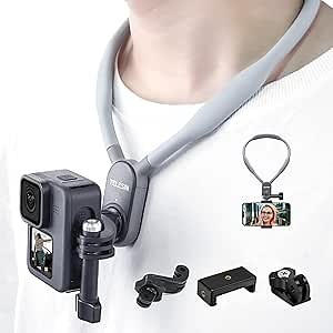 TELESIN Plus Magnetic Neck Mount for Go Pro Phone Holder, Quick Release POV Video Vlog Flexible Angle Necklace Holder for GoPro Hero 13-5 Insta360 X5 X4 X3 Osmo Nano Action 3 4 5 Pro 6 iPhone Android