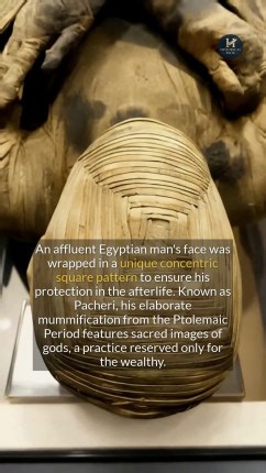 An affluent Egyptian mans face was wrapped in a unique pattern, but why this specific design? #ancientegypt #history #archaeology | Historical Blog