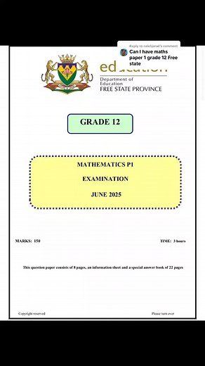Mathematics Paper 1 June Exam 2025 for Grade 12