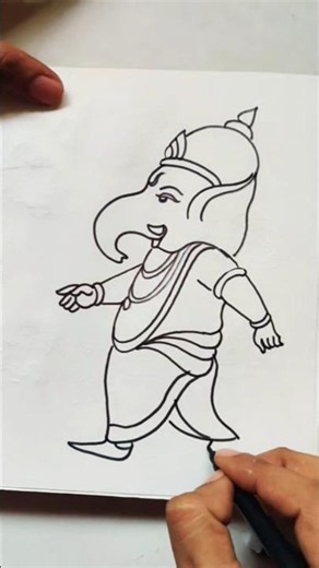 Quick simple and easy drawing of Cute little Ganesha/Ganpati Bappa drawing step by step