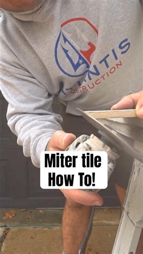Miter tile: A how to guide. See our full video now live! #diy #construction #howto