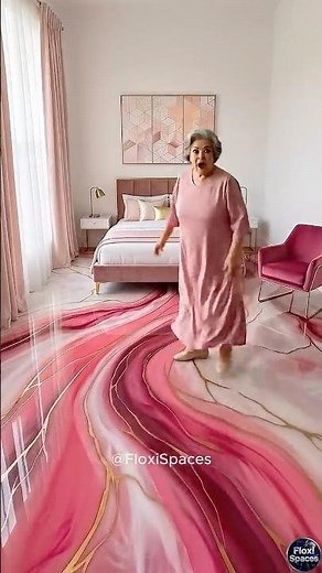 Luxurious bedroom with emerald pink epoxy flooring 💖✨ #epoxy #epoxyfloor #luxury #resinfloor