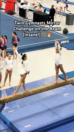 Twin Mirror Challenge on the Balance Beam! 🔥👯‍♀️ Level 5 #beamroutine #usagymnastics #competition