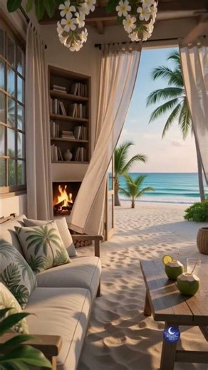 Sunrise Ocean Waves & Fireplace Sounds 🔥 #shorts #sunrise #sleepsounds #relax