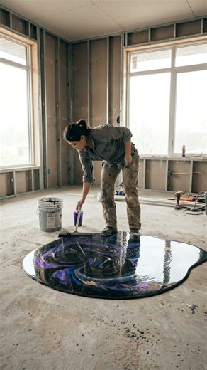 “De suelo roto a galaxia líquida 🌌 #epoxyfloor