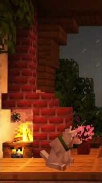 pov: you fell asleep playing minecraft..(minecraft music w/ rain & fire) #minecraft #ambience #c418