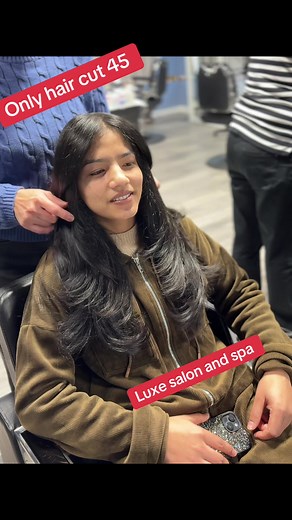 Book your appointment for any type of hair cuts with luxe salon and spa #fyp #haircut #haircuts#butterflycut ‘