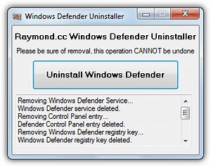 Windows Defender Uninstaller