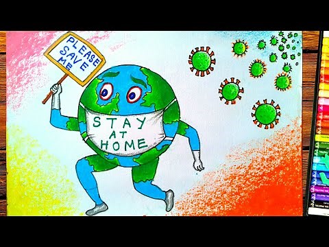 Corona virus drawing||save earth from corona virus poster painting