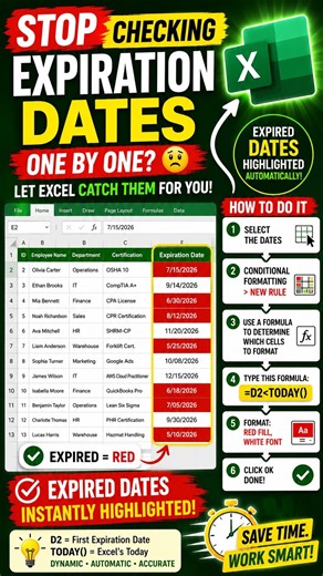 The Easiest Way to Track Expired Dates in Excel #microsoftexcel #tutorial