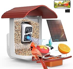 birdsnap® PAV-Bird Feeder with Camera,2K HD with 64GB Card, AI Identify Smart Bird House Cam Solar Panel,Live Stream,Motion Detection,Auto Record Video for Backyard Outdoors,Ideal Gift for Bird Lover
