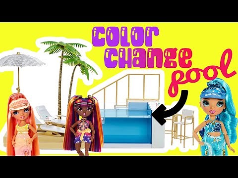 Rainbow High Fashion Dolls Pool Surprise Party in Color Changing Pool + Car