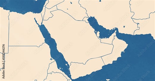 Beautiful zoom in of a saudi arabia map with most important cities and frontier lines
