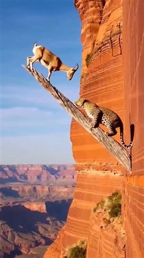 Nas Ai | Leopard vs Mountain Goat on a Cliff Edge 🐆🐐⛰️ | One kick sends the predator falling into the canyon! #Wildlife #4K #NatureClash #epicmoment | Instagram