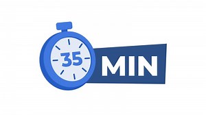 35 minutes chronometer countdown timer animation on white and green screen