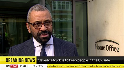 26K views · 553 reactions | BREAKING: James Cleverly speaks outside the Home Office after being appointed as home secretary "I am absolutely committed to stopping the boats", he says. https://trib.al/dfzSw8p  Sky 501, Virgin 602, Freeview 233 and YouTube | Sky News | Facebook