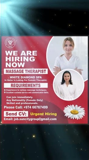We’re Hiring – Massage Therapist in Qatar!Contact: 66767499