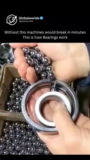 Facts | Business | Tech | Success on Instagram: "⛳Bearings are essential components that make machines move smoothly. They work by reducing friction between moving parts, allowing rotation or movement with less resistance. Inside, small rolling elements like balls or rollers sit between inner and outer rings. When the inner ring moves, these elements roll, carrying the load while minimizing friction and wear. This not only improves efficiency but also extends the machine’s lifespan. From bicycle